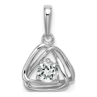 14K White Gold White Topaz Triangle Pendant