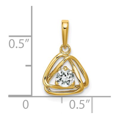14K Yellow Gold White Topaz Triangle Pendant – view 2