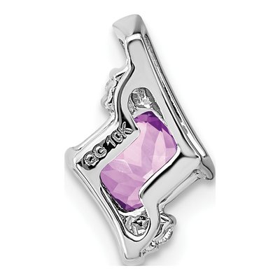 Sterling Silver Amethyst & Diamond Cushion Pendant – view 4