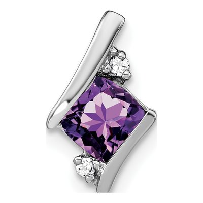 14K White Gold Amethyst & Diamond Slide Pendant