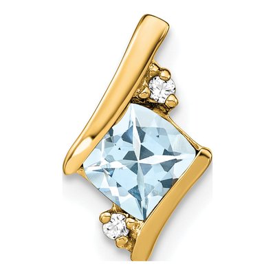 10K Yellow Gold Aquamarine & Diamond Slide Pendant