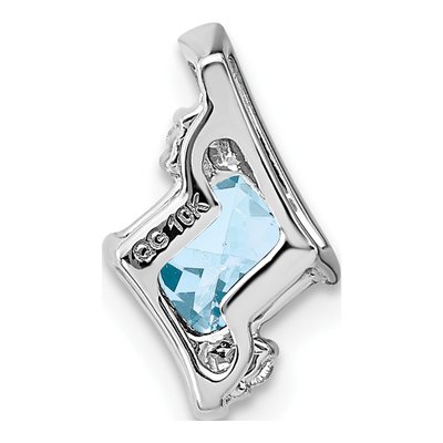 Sterling Silver Aquamarine & Diamond Antique Cushion Pendant – view 4