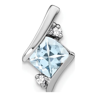 14K White Gold Aquamarine & Diamond Slide Pendant