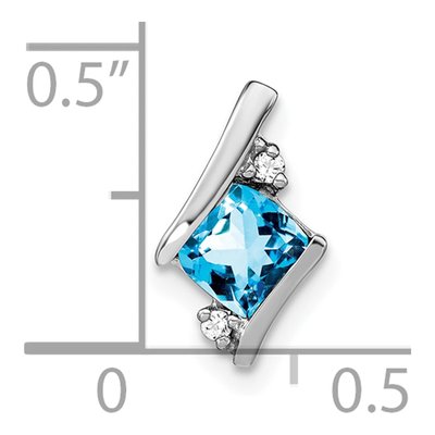 10K White Gold Swiss Blue Topaz & Diamond Slide Pendant – view 3