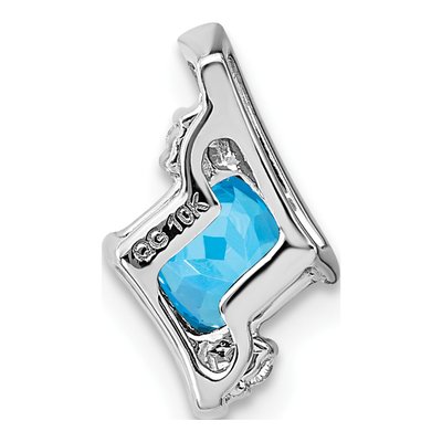 10K White Gold Swiss Blue Topaz & Diamond Slide Pendant – view 4