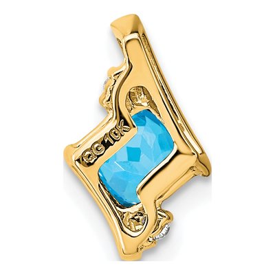 10K Yellow Gold Swiss Blue Topaz & Diamond Slide Pendant – view 2