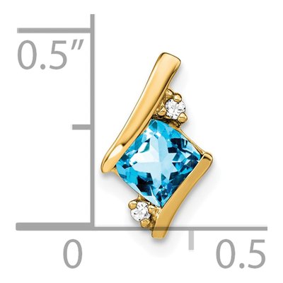 10K Yellow Gold Swiss Blue Topaz & Diamond Slide Pendant – view 3