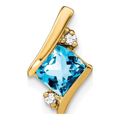 10K Yellow Gold Swiss Blue Topaz & Diamond Slide Pendant