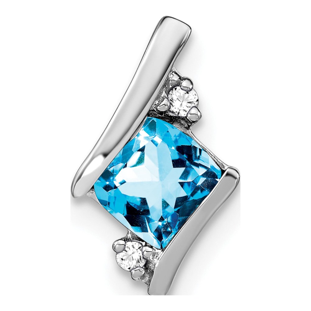 14K White Gold Sky Blue Topaz & Diamond December Charm