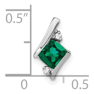 10K White Gold Lab-Created Emerald & Diamond May Birthstone Slide Pendant – view 3