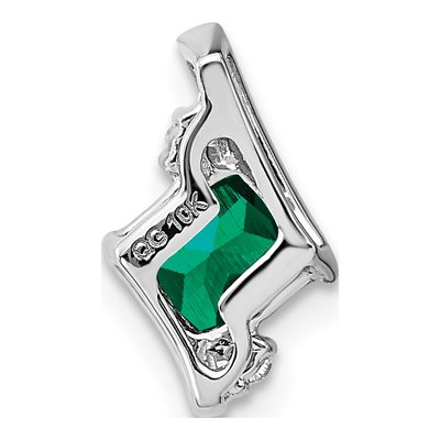 10K White Gold Lab-Created Emerald & Diamond May Birthstone Slide Pendant – view 4