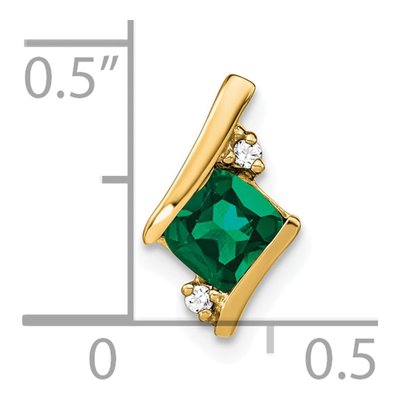 10K Yellow Gold Lab-Created Emerald & Diamond May Birthstone Slide Pendant – view 2