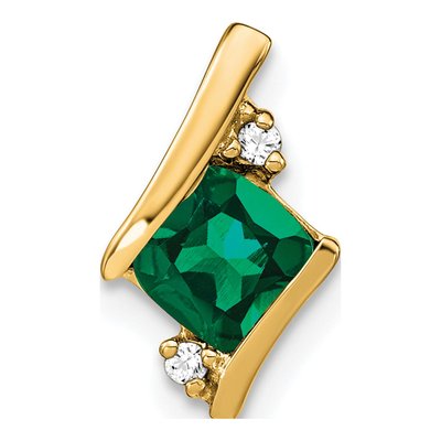 10K Yellow Gold Lab-Created Emerald & Diamond May Birthstone Slide Pendant