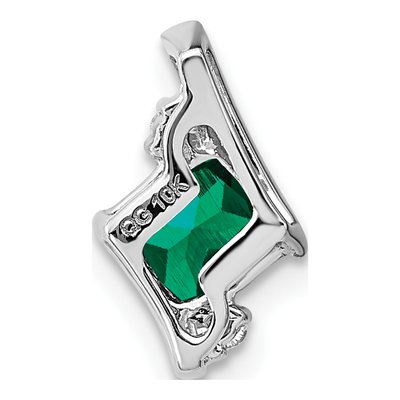 Sterling Silver Lab-Created Emerald & Diamond Antique Cushion Pendant – view 4