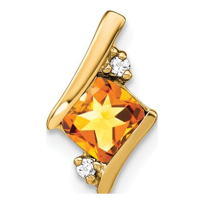10K Yellow Gold Citrine & Diamond Slide Pendant