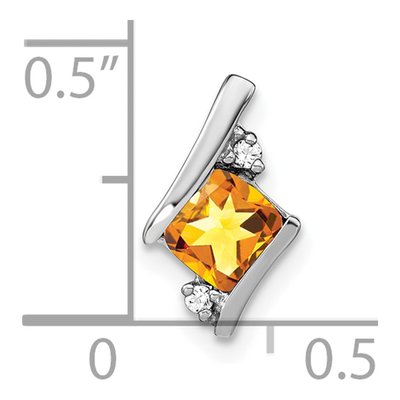 Sterling Silver Citrine & Diamond Antique Cushion Pendant – view 2