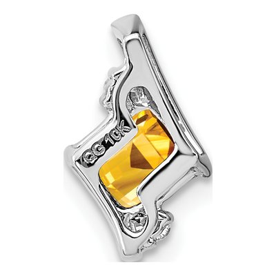 Sterling Silver Citrine & Diamond Antique Cushion Pendant – view 3