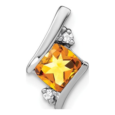 14K White Gold Citrine & Diamond Slide Pendant