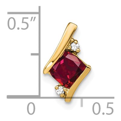10K Yellow Gold Ruby & Diamond Cushion Slide Pendant – view 2