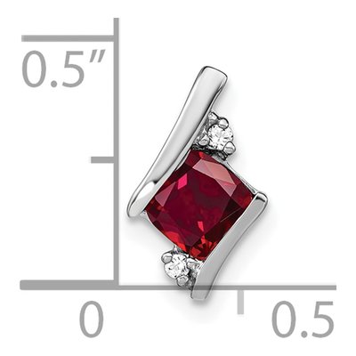 Sterling Silver Lab-Created Ruby & Diamond Cushion Pendant – view 3