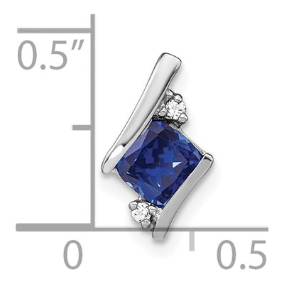 10K White Gold Lab-Created Sapphire & Diamond Slide Pendant – view 3