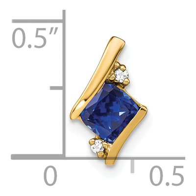 10K Yellow Gold Lab-Created Sapphire & Diamond Slide Pendant – view 2