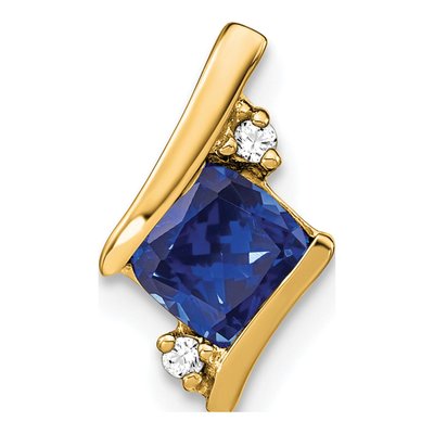 10K Yellow Gold Lab-Created Sapphire & Diamond Slide Pendant