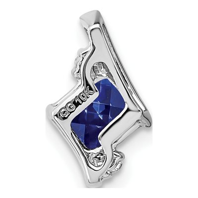 Sterling Silver Lab-Created Sapphire & Diamond Antique Cushion Pendant – view 4