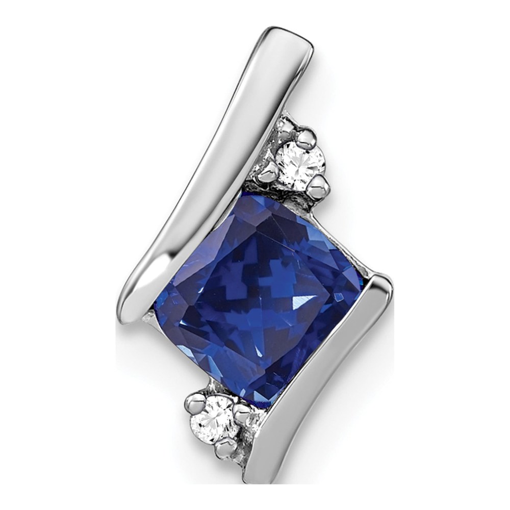 Sterling Silver Lab Sapphire & Diamond Pendant