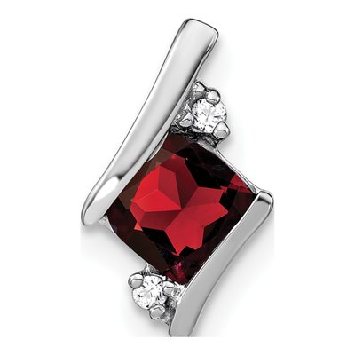 10K White Gold Garnet & Diamond Slide Pendant