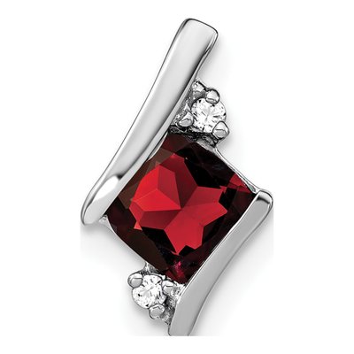 Sterling Silver Garnet & Diamond Antique Cushion Pendant