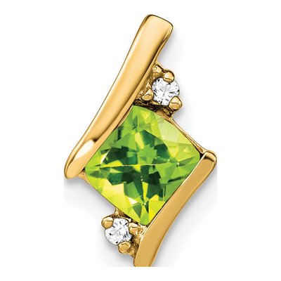 10K Yellow Gold Peridot & Diamond Slide Pendant