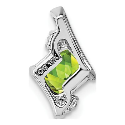 Sterling Silver Peridot & Diamond Antique Cushion Pendant – view 4