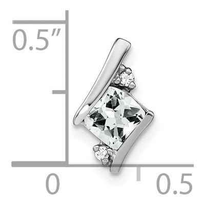 10K White Gold White Topaz & Diamond April Birthstone Slide Pendant – view 2