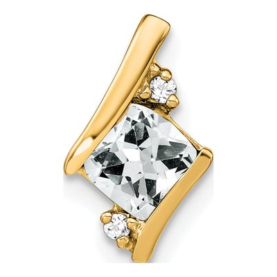 10K Yellow Gold White Topaz & Diamond Slide Pendant