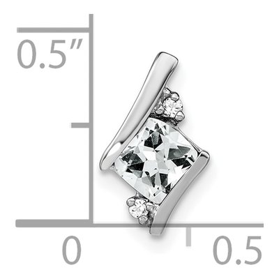 Sterling Silver White Topaz & Diamond Antique Cushion Pendant – view 3