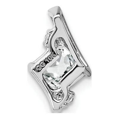 Sterling Silver White Topaz & Diamond Antique Cushion Pendant – view 4