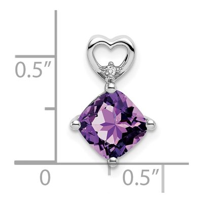 14K White Gold Amethyst & Diamond Heart Slide Pendant – view 3