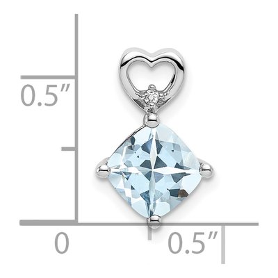 14K White Gold Aquamarine & Diamond Heart Slide Pendant – view 2