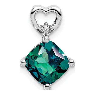14K White Gold Diamond Heart Slide Pendant