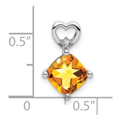 14K White Gold Citrine & Diamond Heart Slide Pendant – view 2