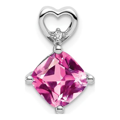 14K White Gold Diamond Heart Slide Pendant