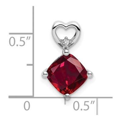 14K White Gold Lab-Created Ruby & Diamond Heart Charm – view 2
