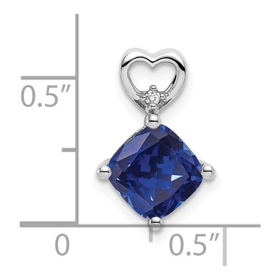 14K White Gold Lab-Created Sapphire & Diamond Heart Slide Pendant – view 2