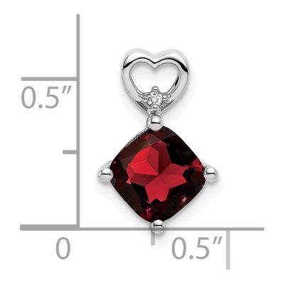 14K White Gold Garnet & Diamond Heart Charm – view 2