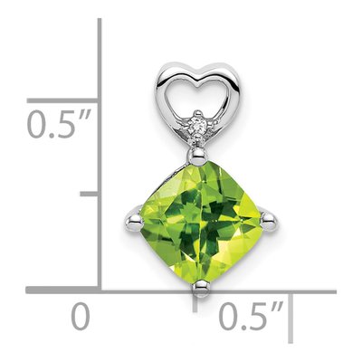 14K White Gold Peridot & Diamond Heart Charm – view 2