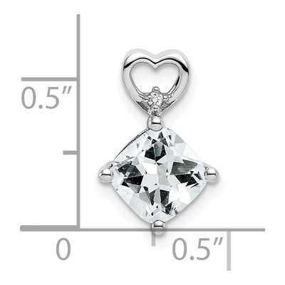 14K White Gold White Topaz & Diamond April Heart Slide Pendant – view 2