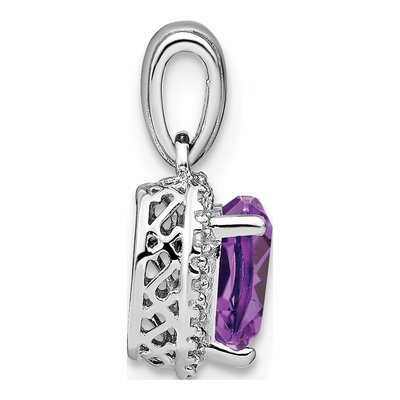 Sterling Silver 1/15 ct tw Amethyst & Diamond Heart Pendant – view 3