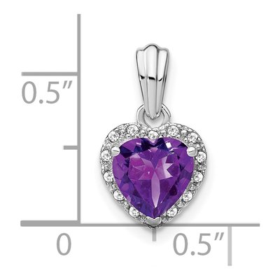 Sterling Silver 1/15 ct tw Amethyst & Diamond Heart Pendant – view 4