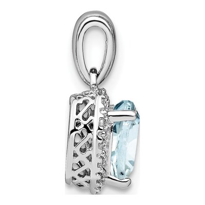 Sterling Silver 1/15 ct tw Aquamarine & Diamond Heart Pendant – view 3